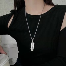 欧美英文滑板项链吊坠ins潮嘻哈街头女链子配饰男百搭时尚潮流