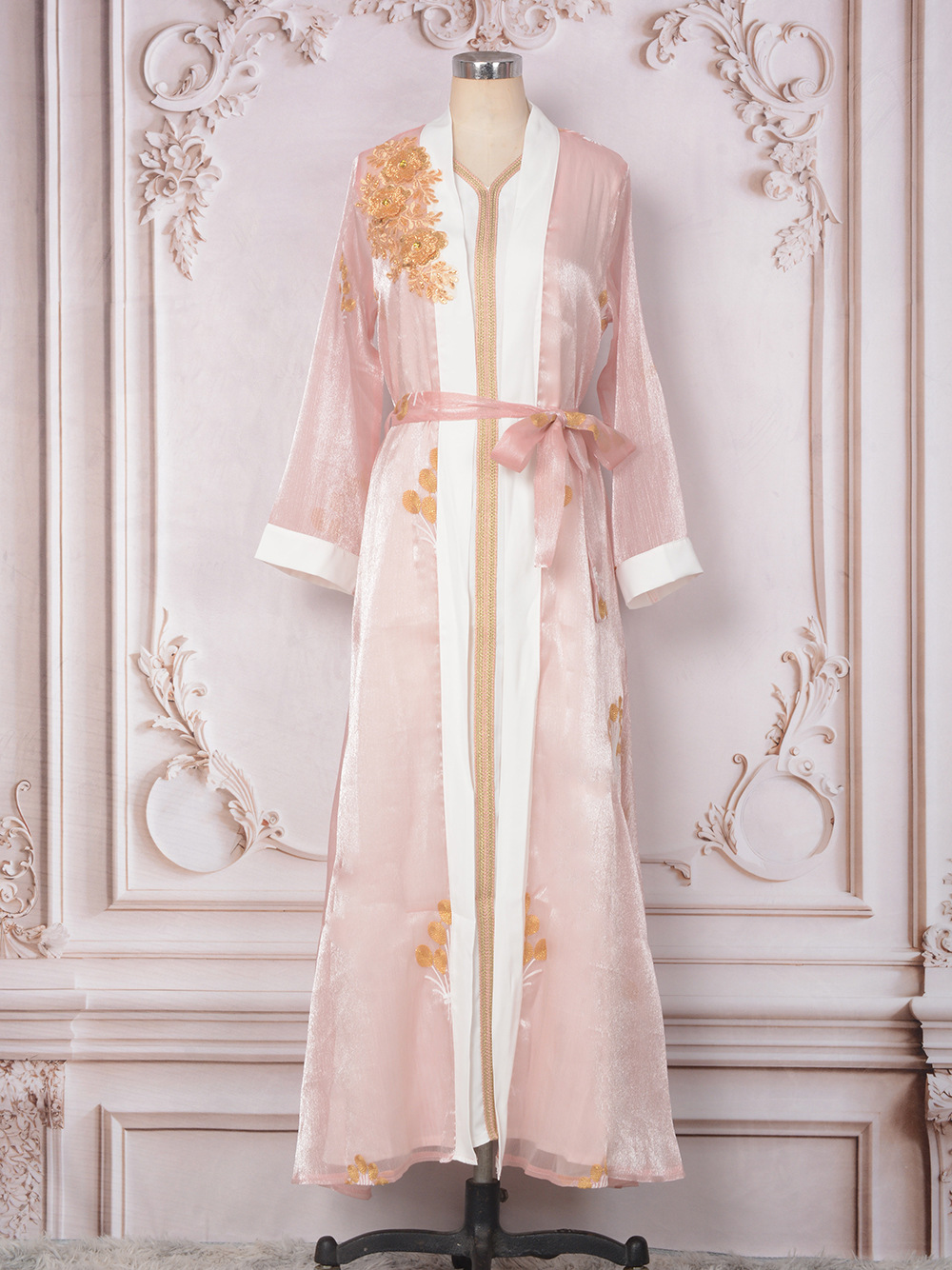 MT116 Cross-border Middle Eastern Commuting Ethnic Style New Embroidered Sequin Two-Piece Set Foreign Trade Arab Dress_ecoleips.com