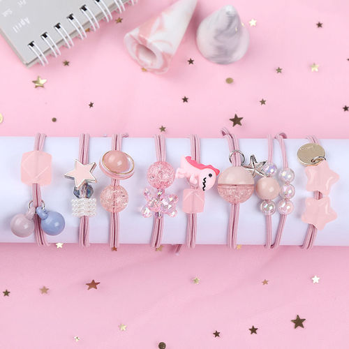 8-Piece Set Storage Bag for Hair Ties, Cute Princess Style, Hair-Friendly Small Elastics, Super Ethereal Hairbands, Women's Korean Version, Simple Hairbands