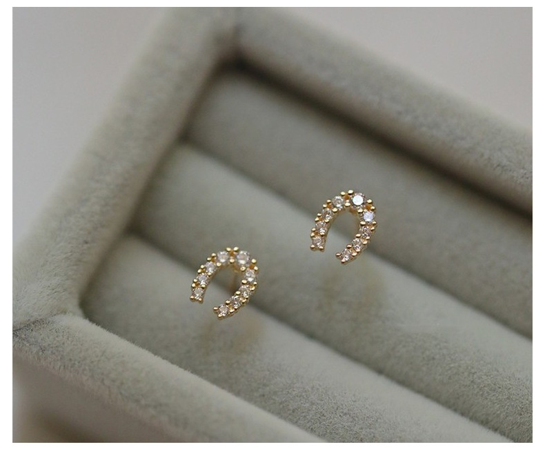 Ear Studs Classification 1 Pair Quantity 1 Pair 925 Sterling Silver Zircon U Shape Ear Studs
