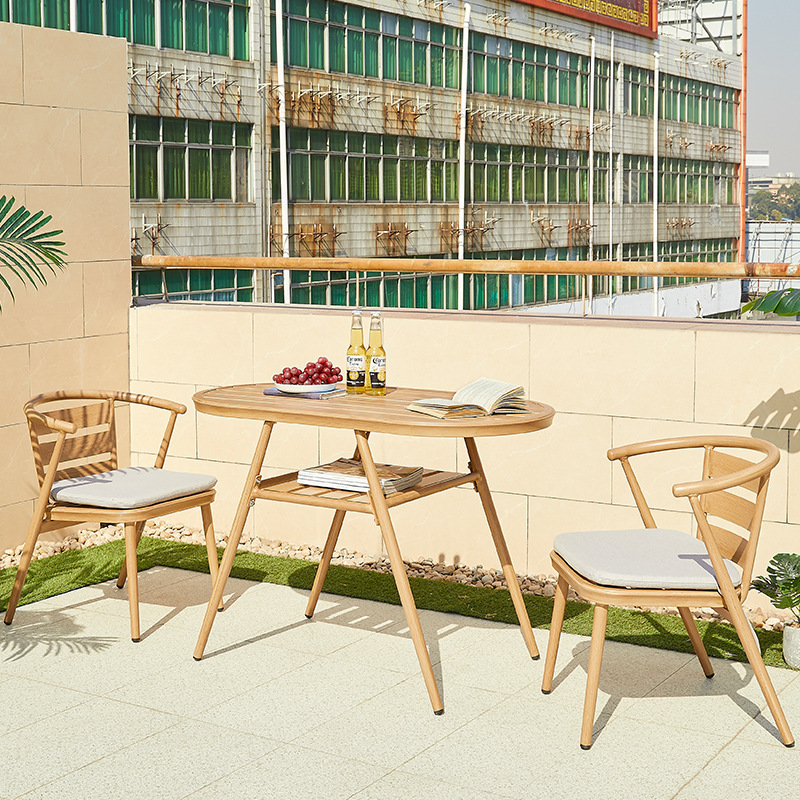 Balcony Table and Chair Three-piece Set Small Apartment Casual Table and Two Chairs Internet Celebrity Table and Chair Outdoor Storage Balcony Small Table and Chair