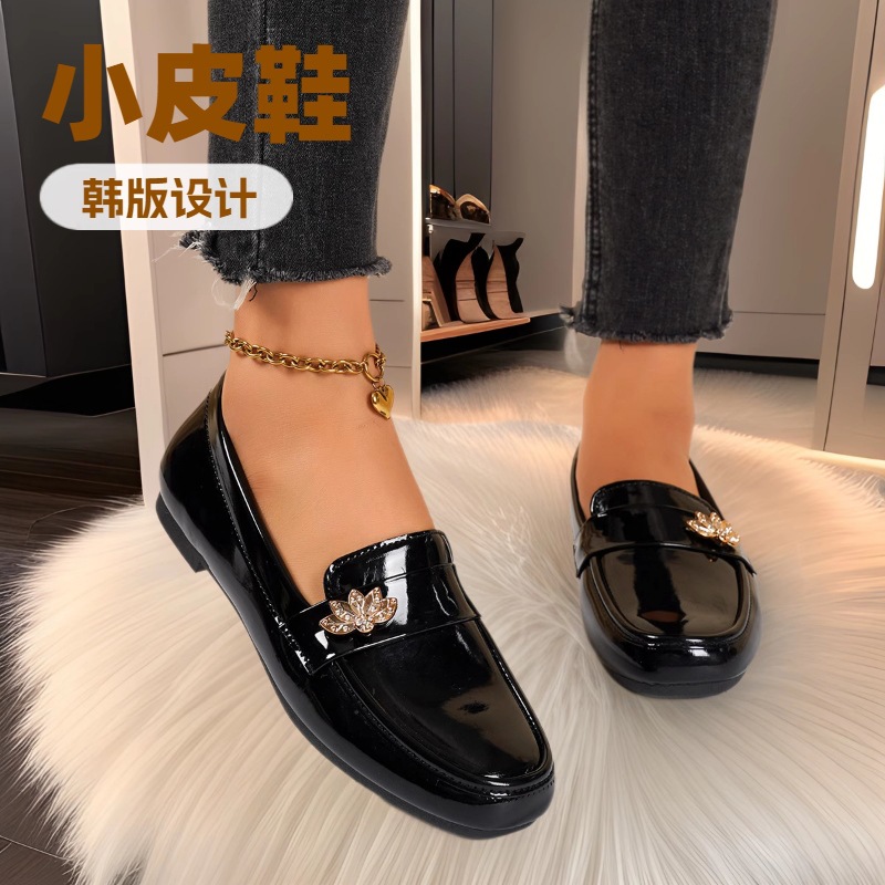 solid color shoes English style flat