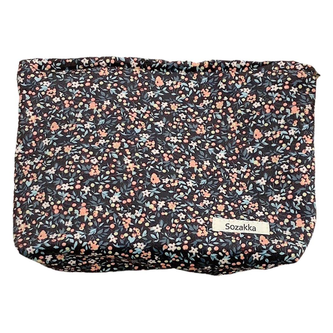 21051 ins estilo retro pequeña bolsa de cosméticos floral bolsa de almacenamiento de lápiz labial de pana bolsa de lavado portátil