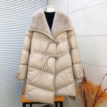 欧货领毛边宽松中长款面包服外套上衣冬季加厚保暖休闲棉服女装