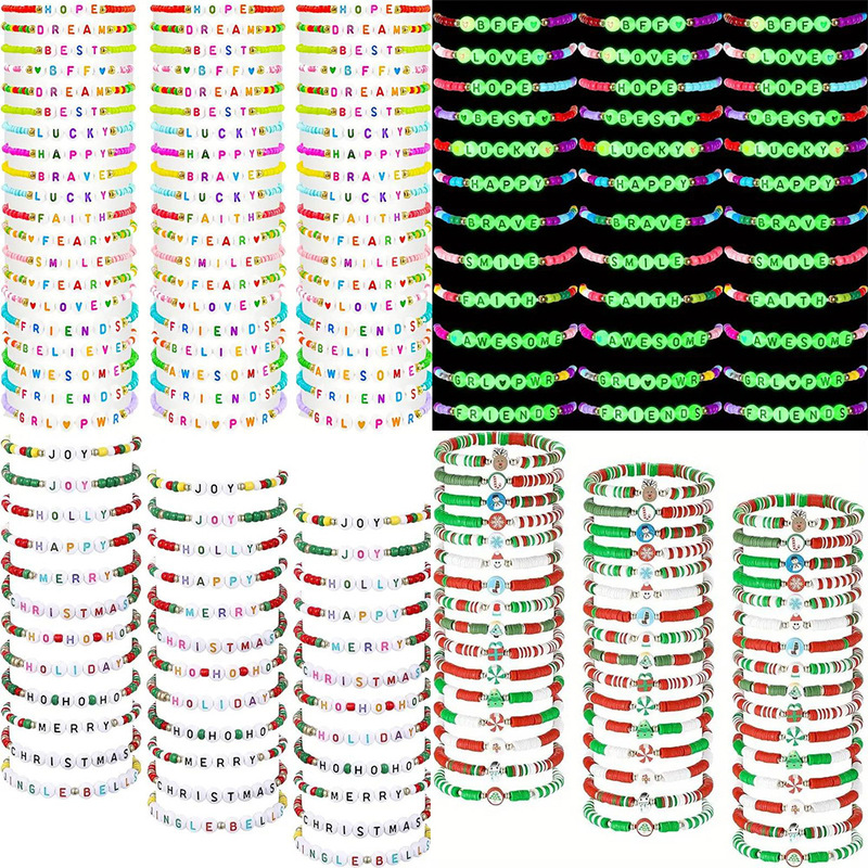 Cross-Border Hot Selling Soft Pottery Bracelet Rice Bead Bracelet Taylor Friendship Beaded Bracelet Rice Bead English Letter Friendship Bracelet