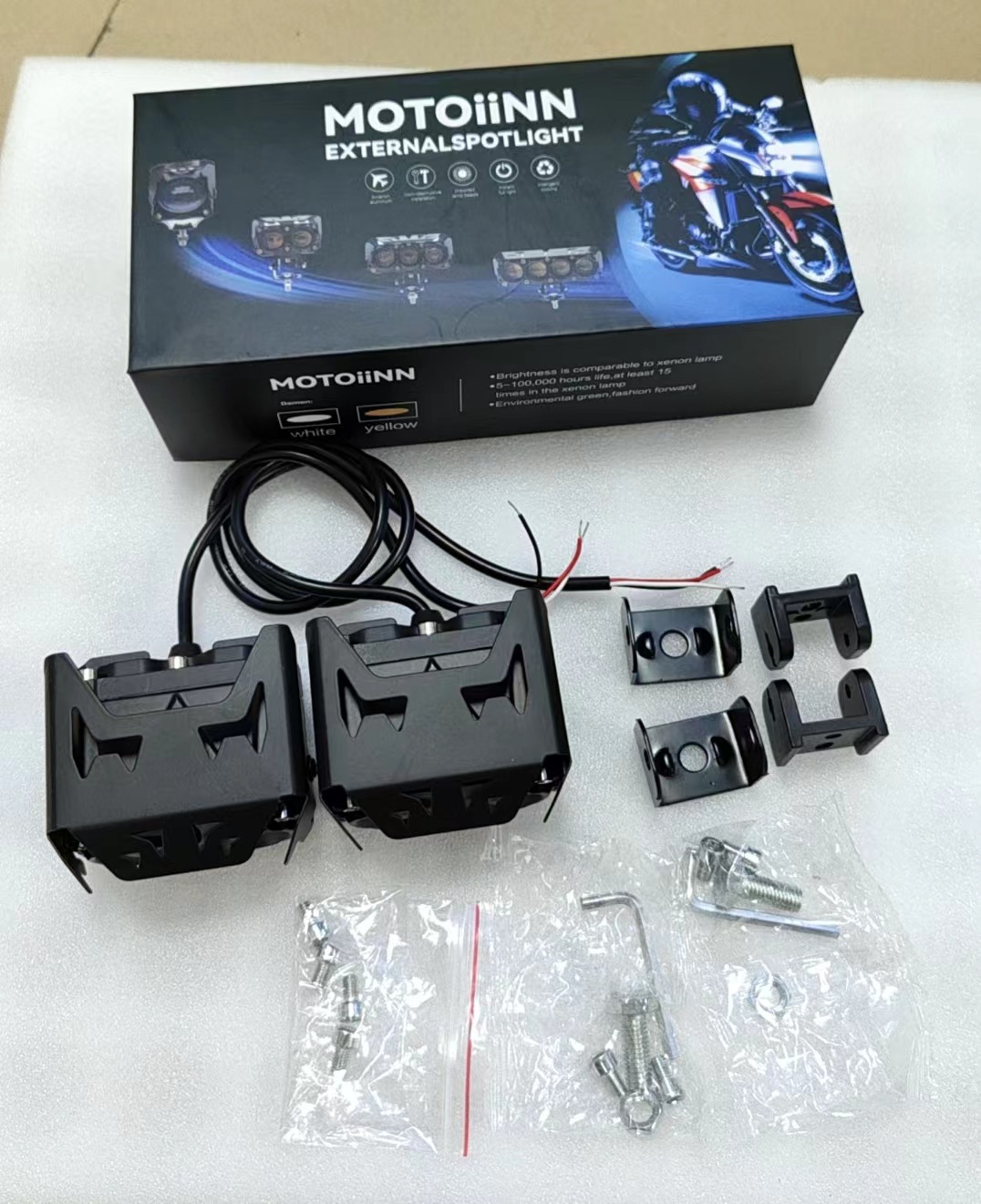 Cross-border car light led spotlight motorcycle two-color strong light headlight electric car ATV modified spotlight 80V