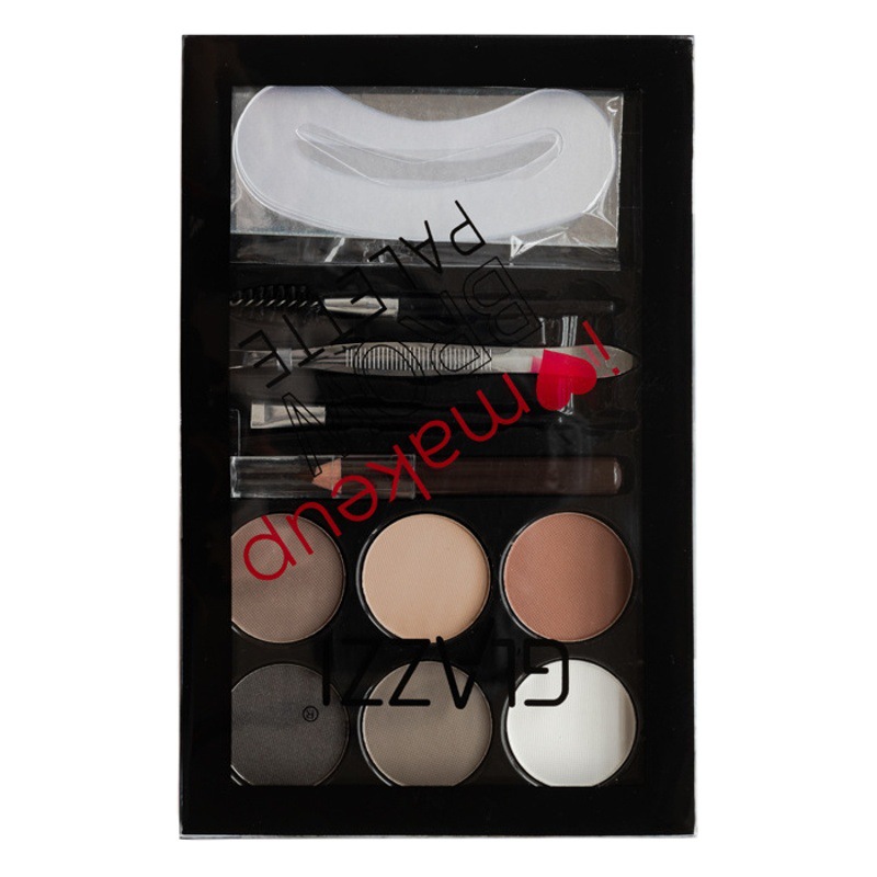 Transfronterizo nuevo polvo de cejas de 6 colores con lápiz de cejas ceja pegatina cepillo herramientas de maquillaje traje de maquillaje al por mayor