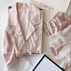 波点レース春と秋の新型高級アイスパジャマ復古フレンチルーム服が可愛いです。