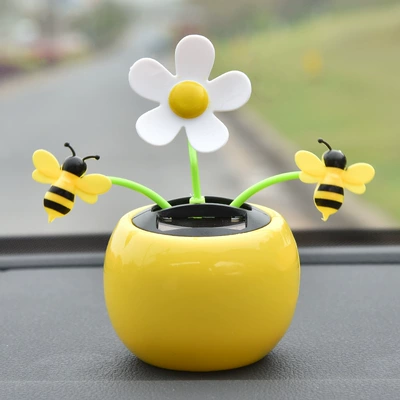 Car-Mounted Swinging Sunflower Creative Car ornaments - yellow-bee