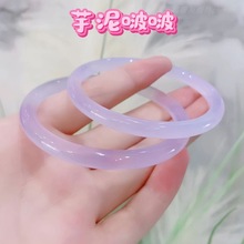 小红书同款贵妃镯圆条粗款玻璃防玉冰透手镯汉服配饰古风叮当镯女