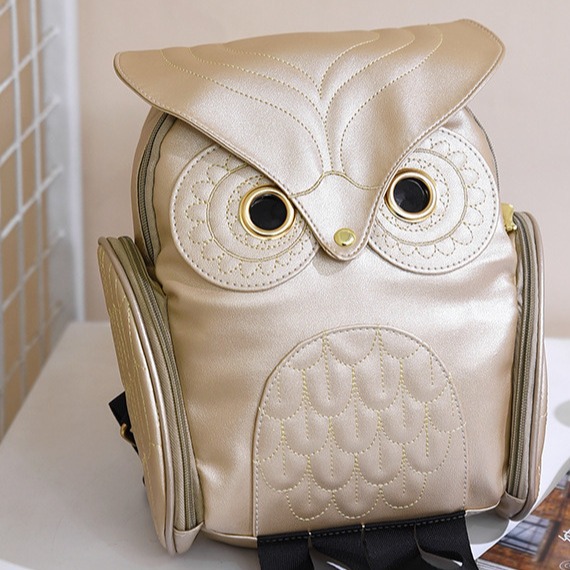 Comercio exterior estilo coreano pu relieve búho mochila nueva mujer de dibujos animados animal mochila viaje tendencia bolso de las mujeres