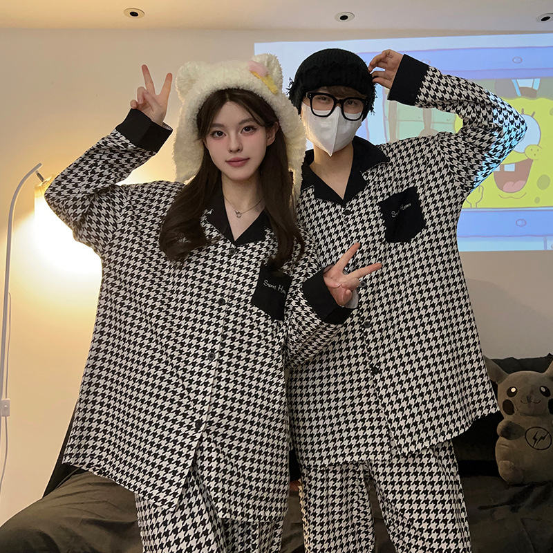 Embroidered houndstooth [long sleeves + trousers]