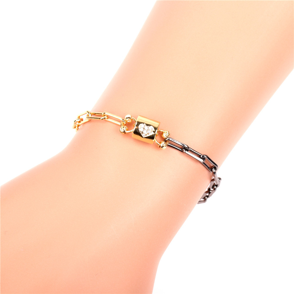 Bracelet Zircon Cuivre Double Épaisseur Hip-hop display picture 4