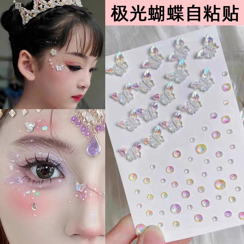 Internet Red Eye Makeup Diamond Drop Drill Broken Drill Tear Drill Sticker Self-adhesive Tear Mole Makeup Flash Diamond Jewelry Creative Makeup Face Sticker Drill