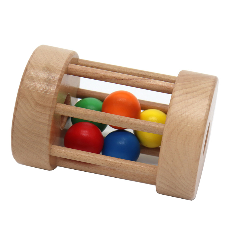 Montessori Early Childhood Teaching Aids Rolling Drum Baby Logical Thinking Hand-eye Coordination Training Toy Wooden Puzzle