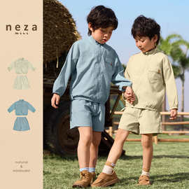 neza【蓝岛冰茶】儿童防晒套装男女童轻薄防晒速干短裤外套