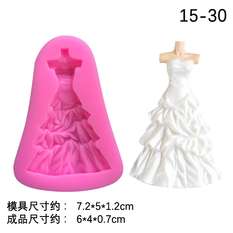 DIY New Wedding tube top dress evening dress Princess dress chocolate silicone mold evening dress baking soft pottery mold