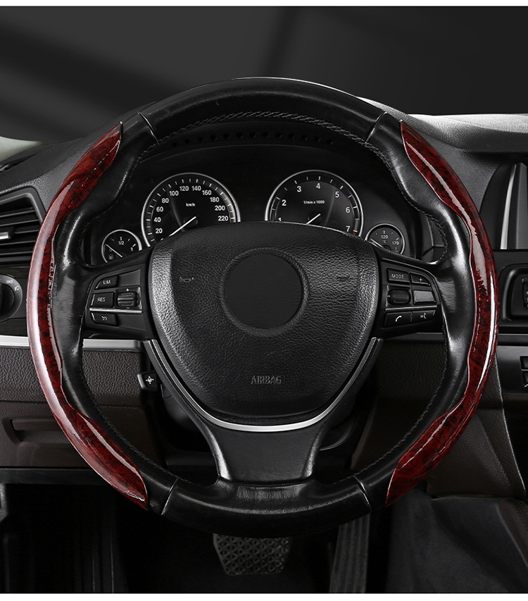 24 New Models of Car Steering Wheel Covers, Fashionable Dual-Color Mesh Fabric with Peach Wood Leather Texture, Wear-Resistant and Non-Slip, Cross-Border