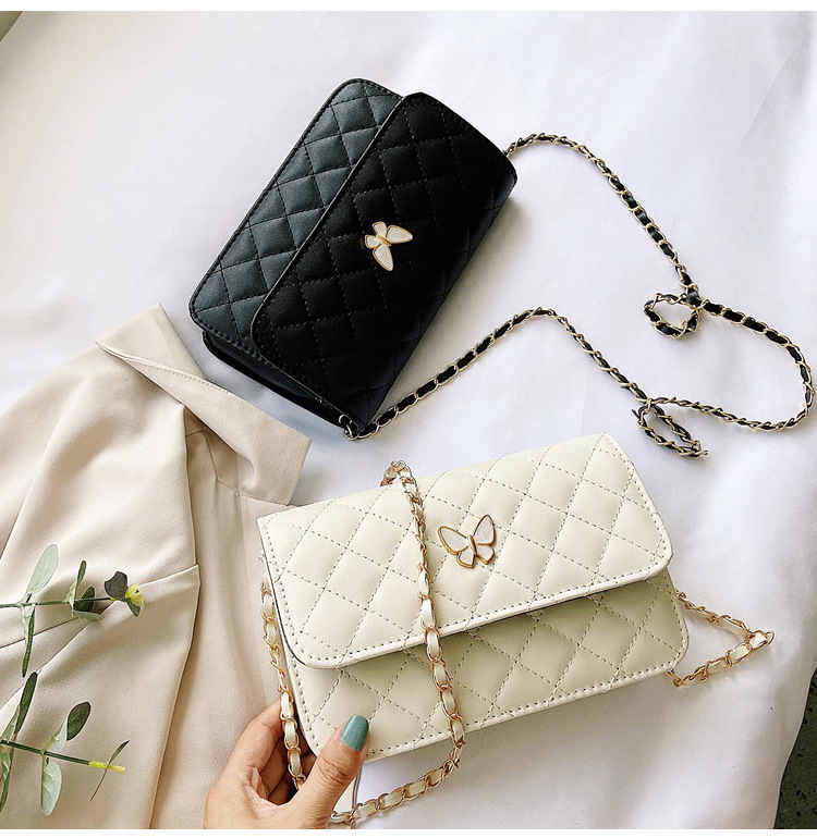 New Solid Color Embossed Butterfly Lock Messenger Bag Wholesale Nihaojewelry display picture 4