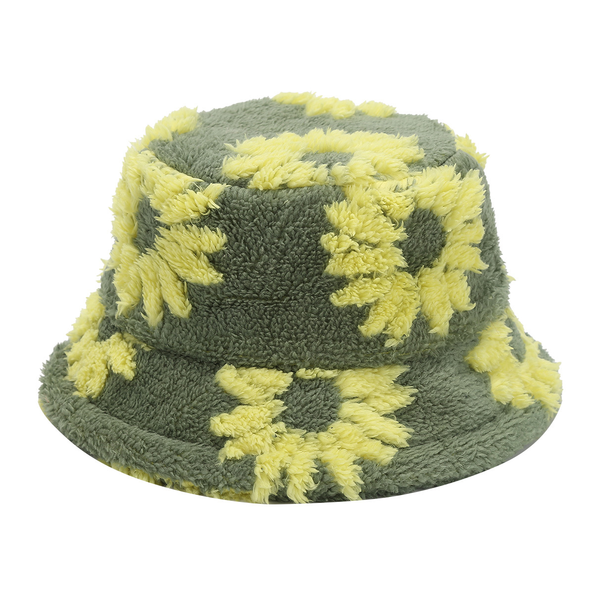 Japón pequeño fresco patrón de flor de moda gorra de pescador de peluche mujer moda versátil gorra de ocio gorra de bañera al aire libre gorra caliente