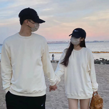 卫衣男女纯色情侣秋冬薄款加绒圆领美式卫衣休闲外套宽松长袖t恤