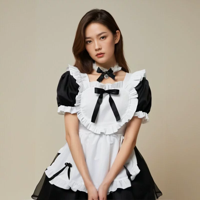 Японское черное классическое кофейное платье, стиль Lolita