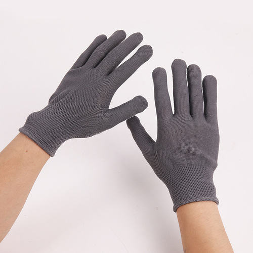 Work gloves, nylon anti-slip gloves for drivers, loading, point glue, thin model, 13-point embossed work gloves for men and women.