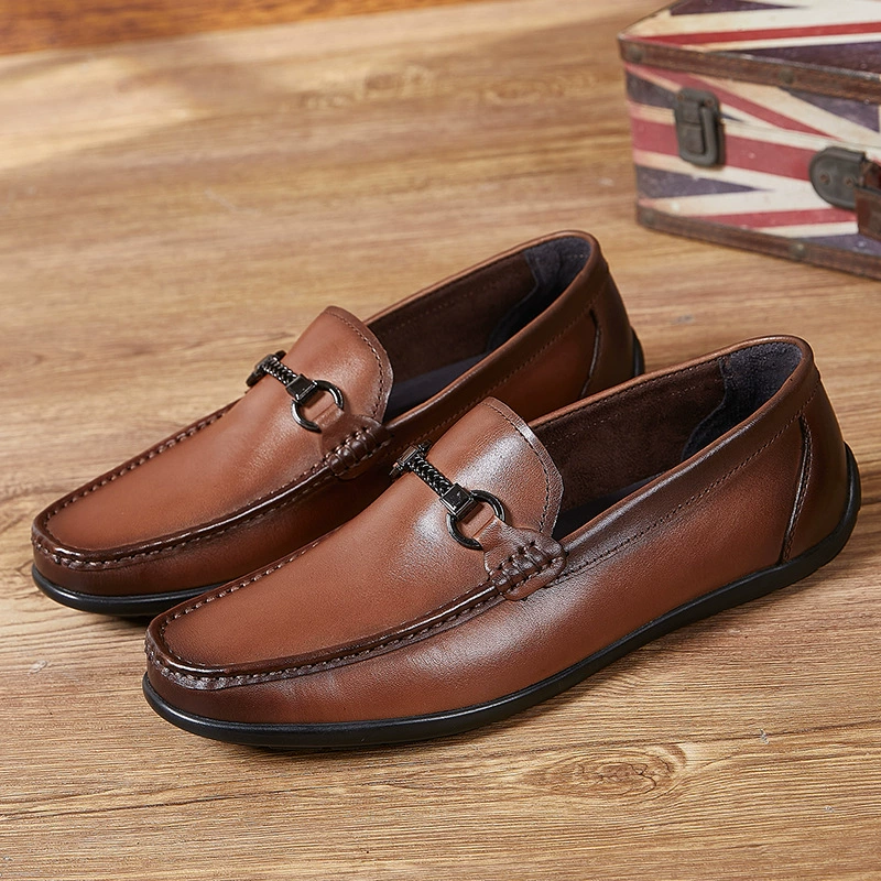 Мужские повседневные кожаные туфли-лоферы из натуральной кожи, осень 2025, новые, удобные, дышащие, без застежек, стройнящие, оптом от производителя