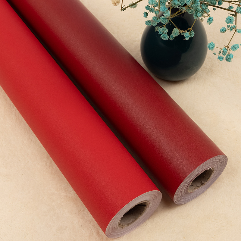 Red stickers waterproof PVC Boeing film Living Room background wall wallpaper crimson wall stickers self-adhesive wallpaper cinnabar red