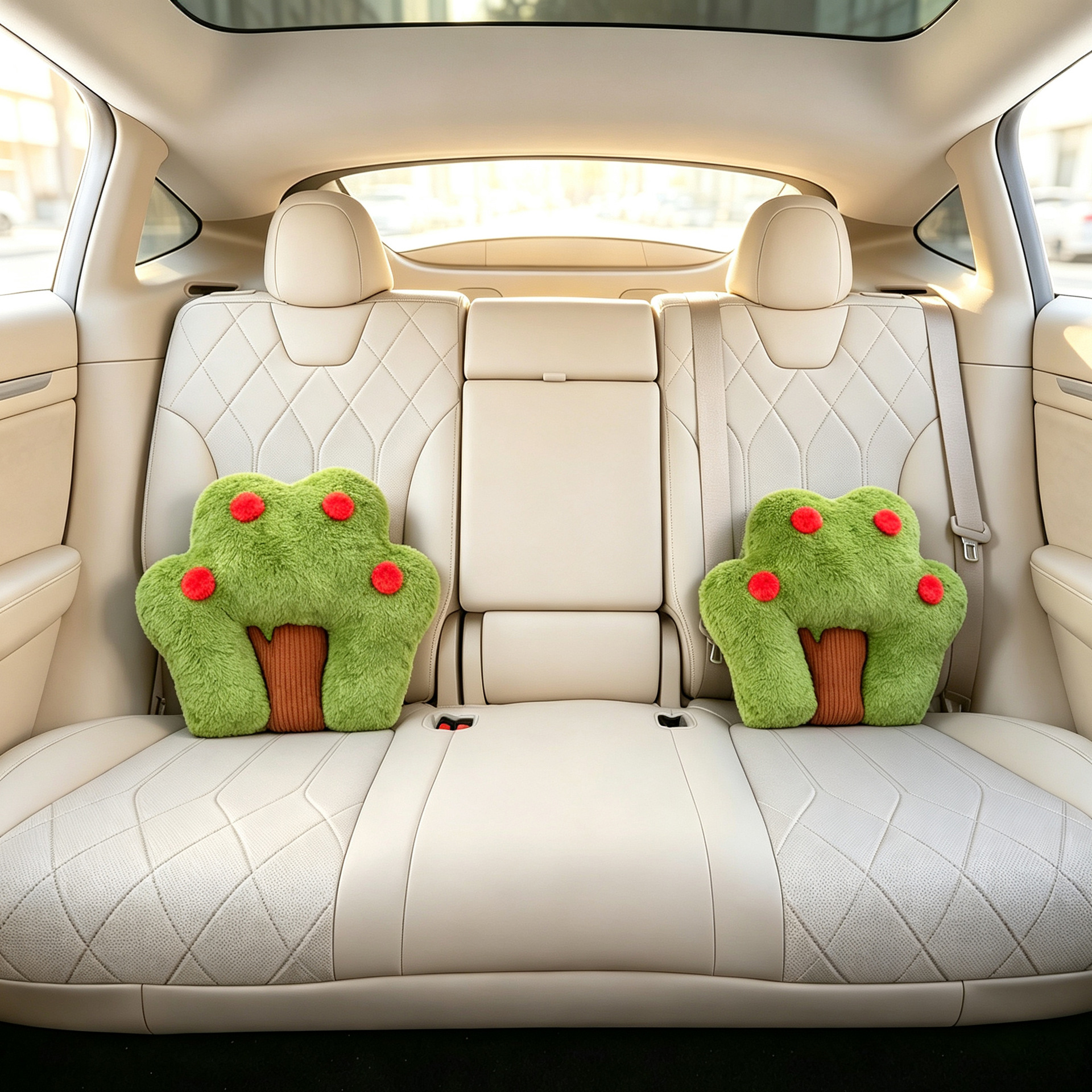 Cute Apple Plush Car Headrest Doll Cushion Apple Tree Lumbar Support Combination Car Neck Pillow