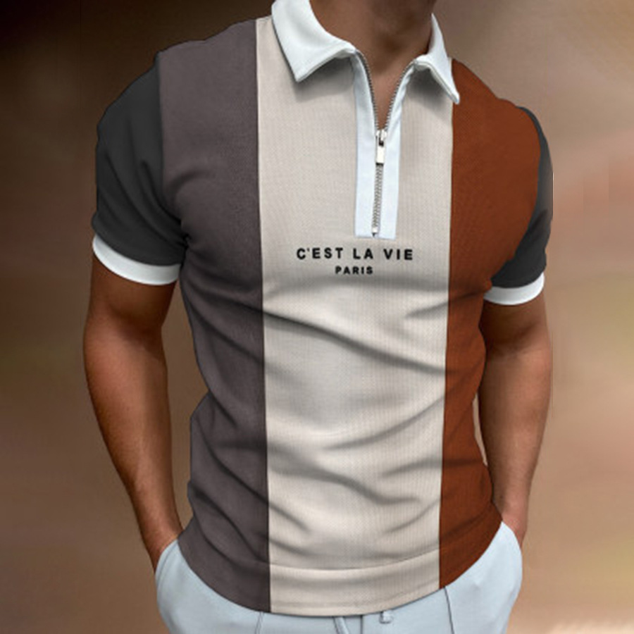 Tendencias de la moda europea y americana primavera y otoño hombres urbanos 3D cremallera de manga larga POLO soporte para pedir logo