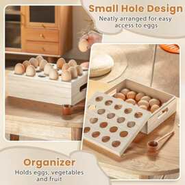 木质厨房鸡蛋收纳盒实木鸡蛋托整理盒鸡蛋鸭蛋展示厨房收纳盒