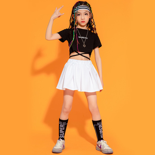 Children's hip-hop suit summer hip-hop performance clothing for boys and girls, children's cheerleading jazz dance performance clothing trendy