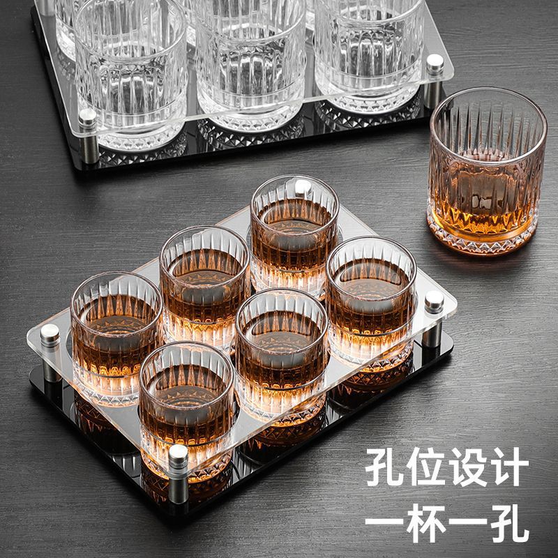 Vaso de vino doméstico ligero de lujo conjunto de whisky de lujo alto ktv estilo nacional red taza de espesamiento personalidad transparente