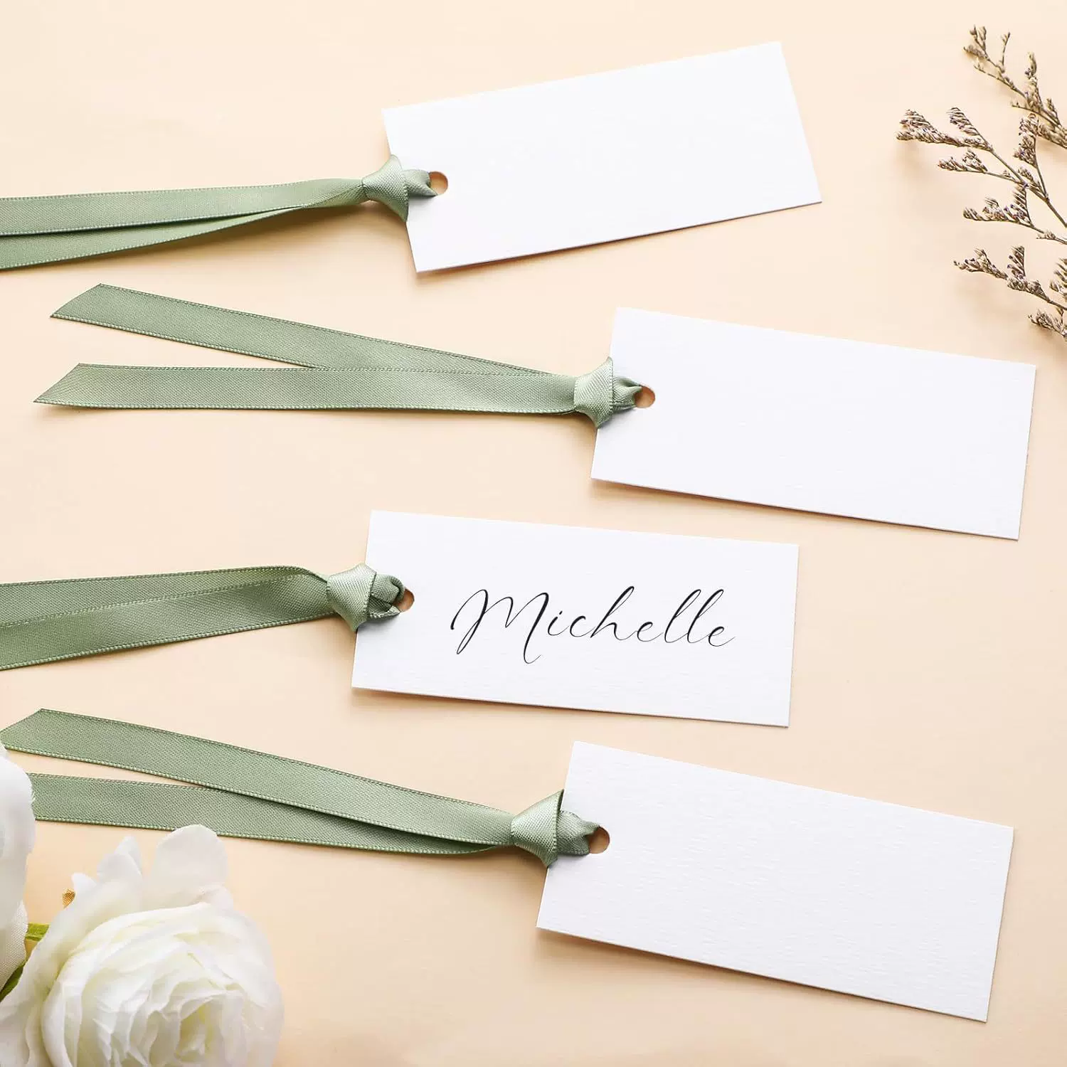 定制姓名卡桌面空白婚礼卡带缎带悬挂礼品卡标签派对装饰用品