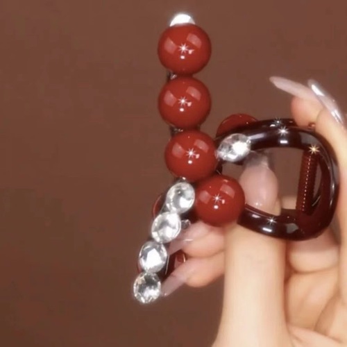 Bosiya national style red bean hairpin women's new red New Year hairpin hair accessory simple temperament shark clip headdress