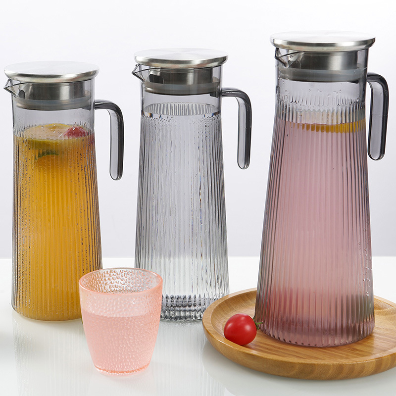 Botella de agua fría de plástico PC olla de acrílico a rayas olla resistente a altas temperaturas restaurante jugo de té restaurante botella de agua fría resistente a la caída