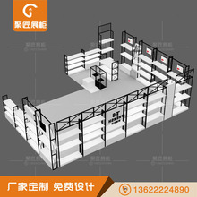 商场铁木结合展柜精品女鞋专柜展架时尚简约木纹展架厂家整店设计