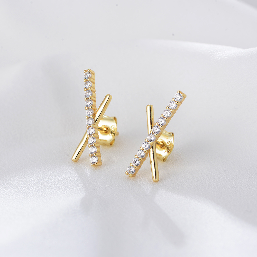 Ear Studs Classification 1 Pair Quantity 1 Pair 925 Sterling Silver Zircon Geometric Ear Studs