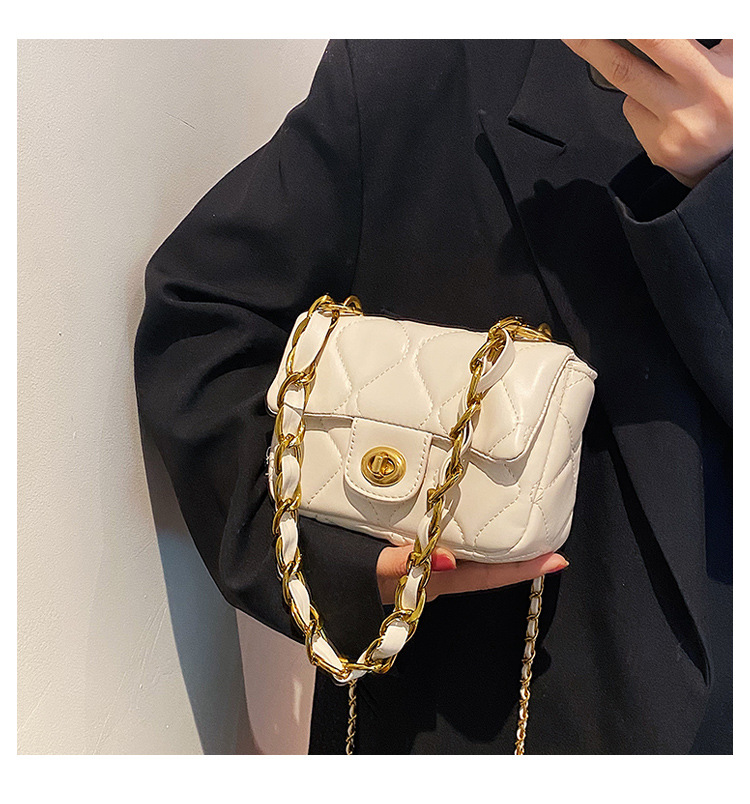 Women's Small All Seasons Pu Leather Solid Color Fashion Square Lock Clasp Chain Bag display picture 1