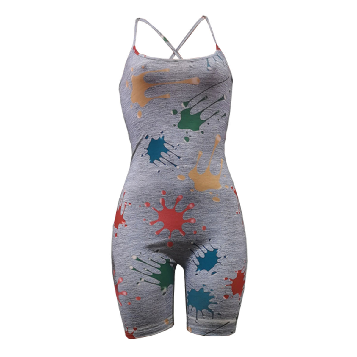 fashion sexy suspenders graffiti print jumpsuit NSSJW58847