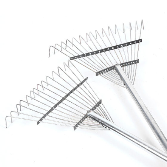 Agricultural grain drying grain grass rake sanitation garden cleaning garbage deciduous iron rake steel pipe Farm Rake grass rake