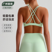 骆琦欧美裸感瑜伽文胸紧身速干运动瑜伽服女户外跑步美背健身内衣