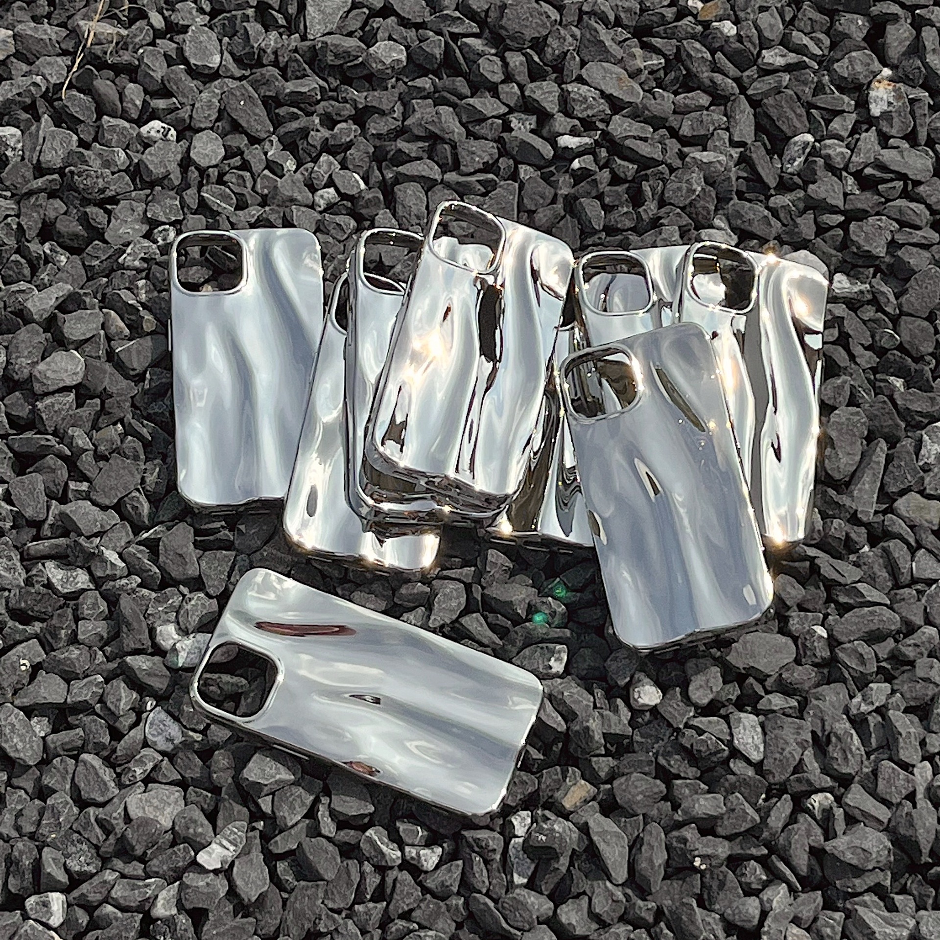 Electroplated silver water ripple apple 14promax phone suitable minimalist soft iPhone 13 protective case for women_voghion.com