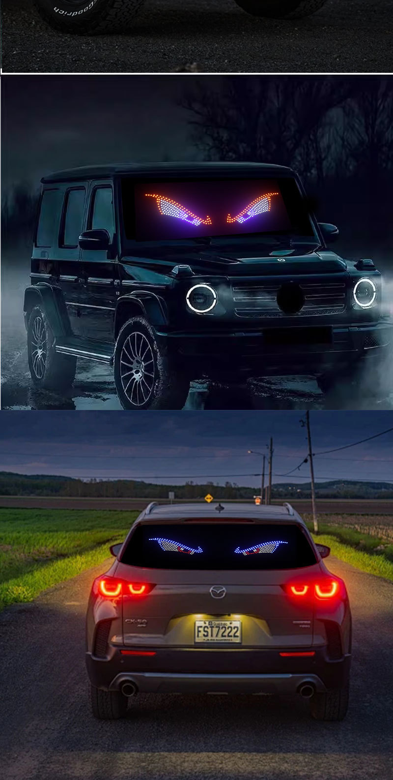New Product USB 11 Modes Car Led Decorative Light Modified Kazilan Big Eyes Devil Eye Light Personalized Decoration