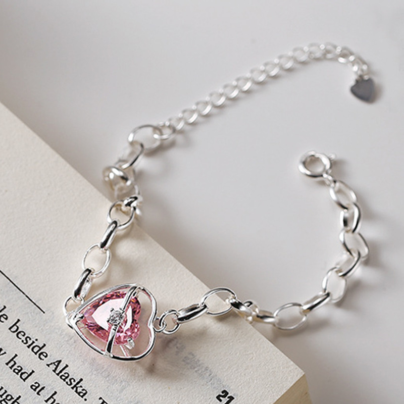 Pulsera De Cristal Con Forma De Corazón Rosa De Nuevo Estilo De Moda display picture 6