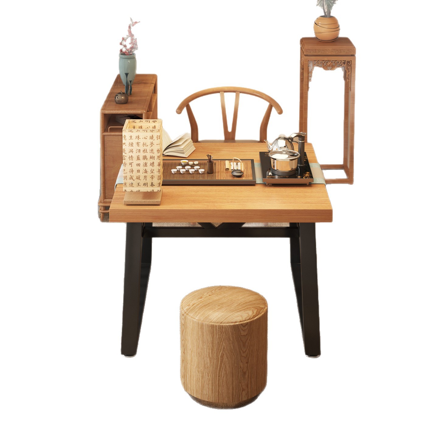 Mesa de té personalizada balcón pequeña mesa de té pequeña mesa de té doméstica mesa cuadrada de madera maciza nueva combinación de mesa de té exquisita de estilo chino