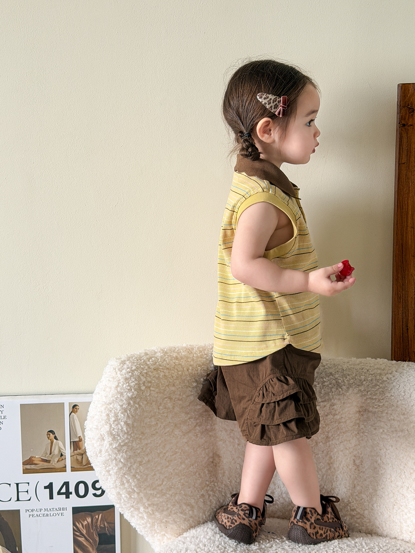 Sugar Pear ropa infantil chaleco de verano delgado 2026 ropa infantil clase A bebé sin mangas polo collar superior