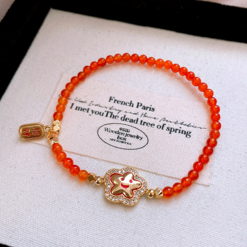 Pulsera de granate de ojo de tigre de cristal natural, nueva pulsera de todo fósforo de estilo nacional de estilo chino, joyería de novia de alta gama de lujo ligero