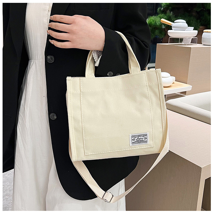 257g Weight Polyester Lining Material Sewing Thread Fashion Element Zipper Closure Type Single Shoulder Strap, Top Handle Strap Type Square Bag Bags Type Casual Occasion Canvas Material Solid Color Pattern All Seasons Season Women's Gender Streetwear Style Square Shape Women's Canvas Solid Color Streetwear Sewing Thread Square Zipper Square Bag 18